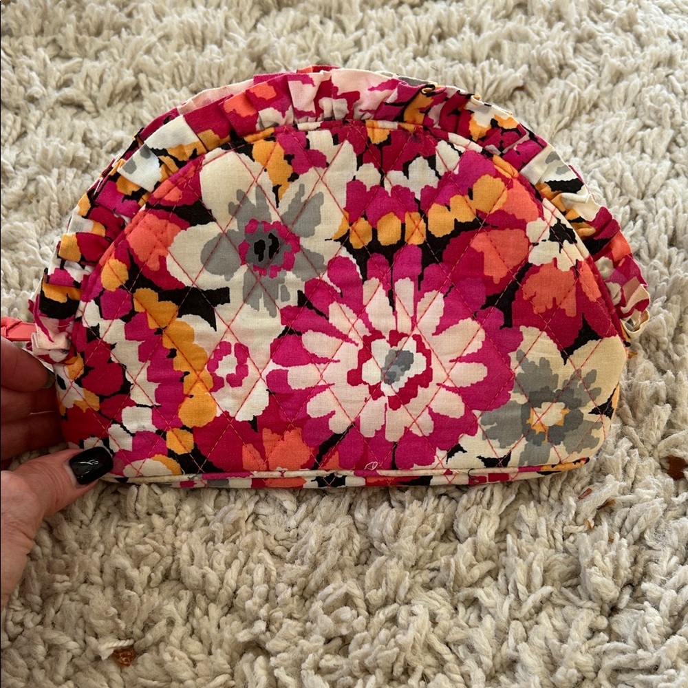 Vera Bradley Floral Cosmetic Bag - Pink, Orange, Gray. Never used.